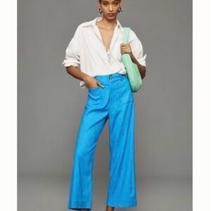 Anthropologie Maeve - The Colette Linen Blend Crop Wide Leg Pants
